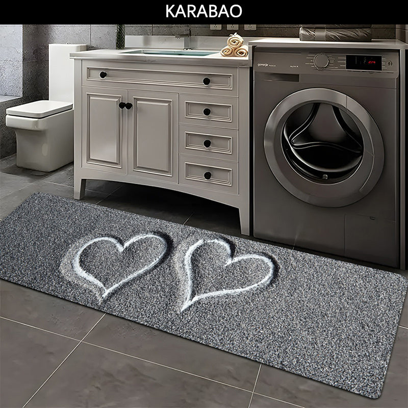 Tapis de salle de bain long, deux cœurs