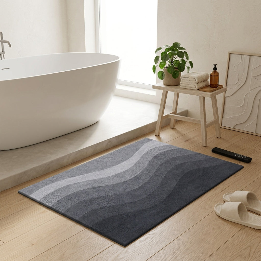Tapis de salle de bain à vagues dégradées, 5 formats