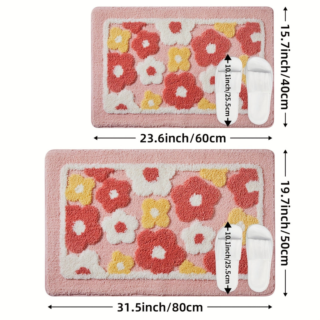Tapis de salle de bain à grosses fleurs
