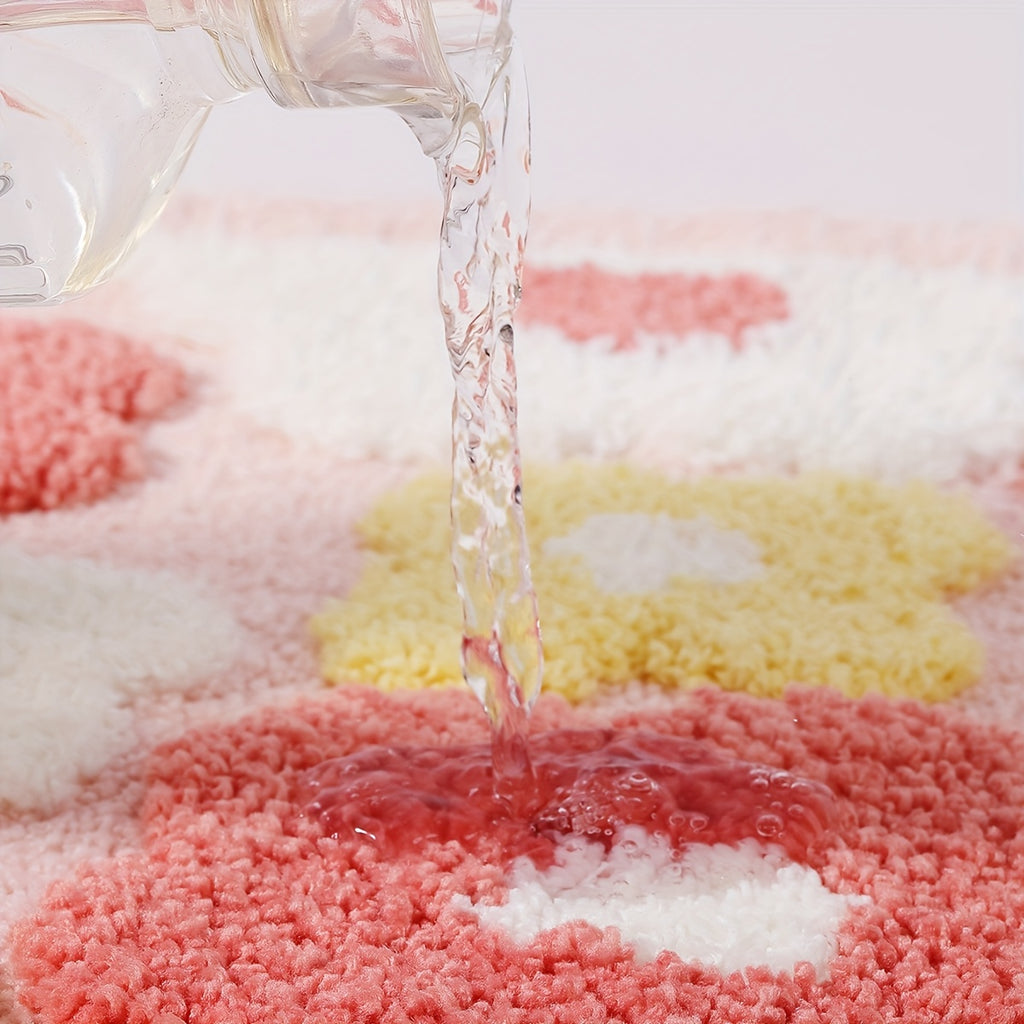 Tapis de salle de bain à grosses fleurs