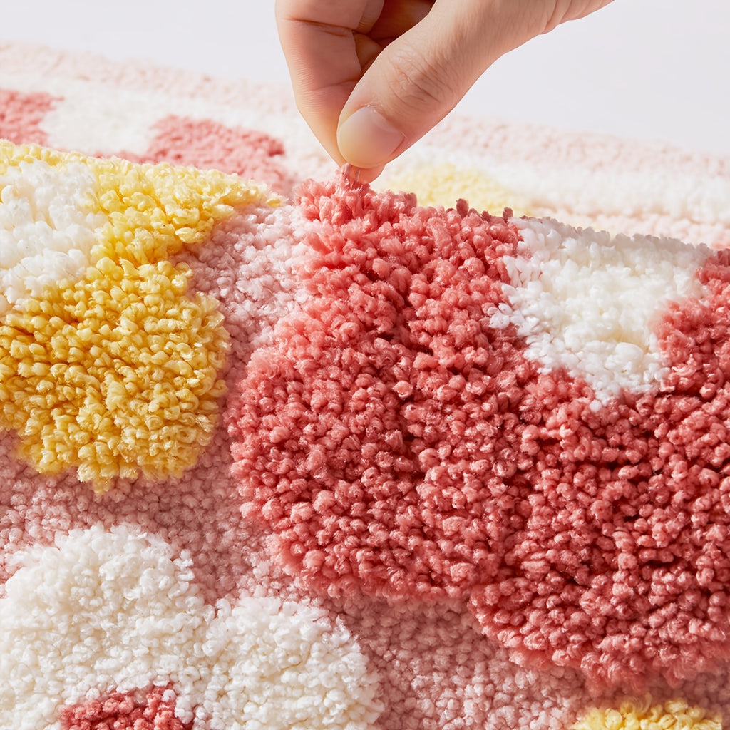 Tapis de salle de bain à grosses fleurs