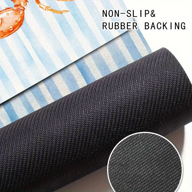 Tapis de salle de bain homard rayé, dos caoutchouc