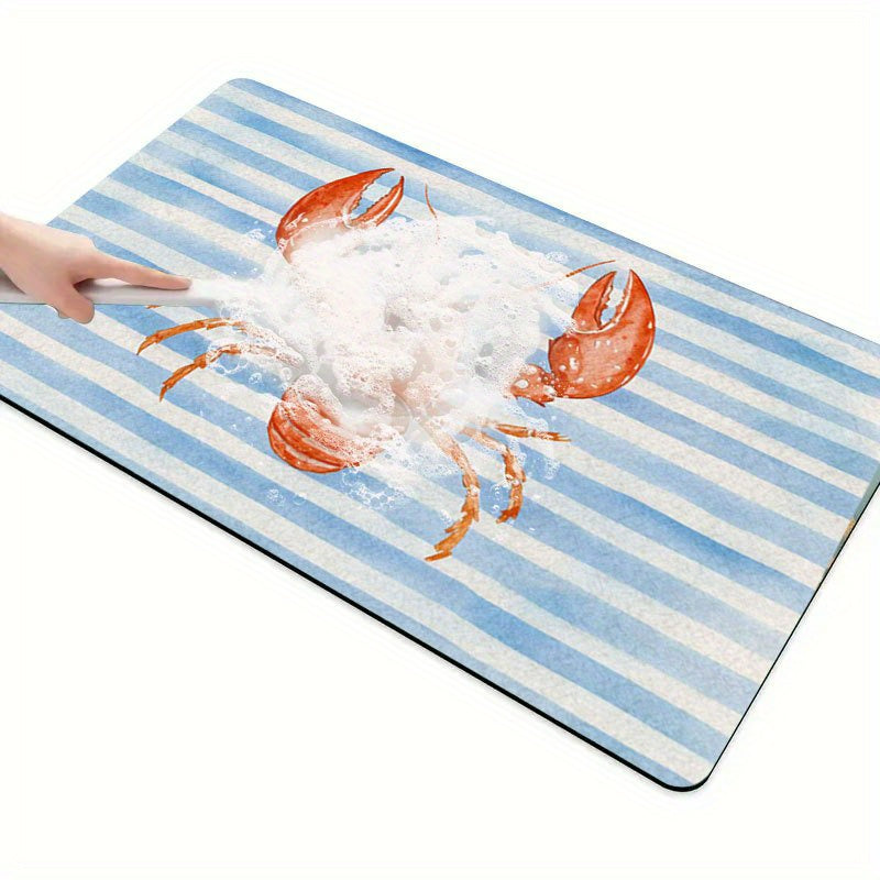 Tapis de salle de bain homard rayé, dos caoutchouc