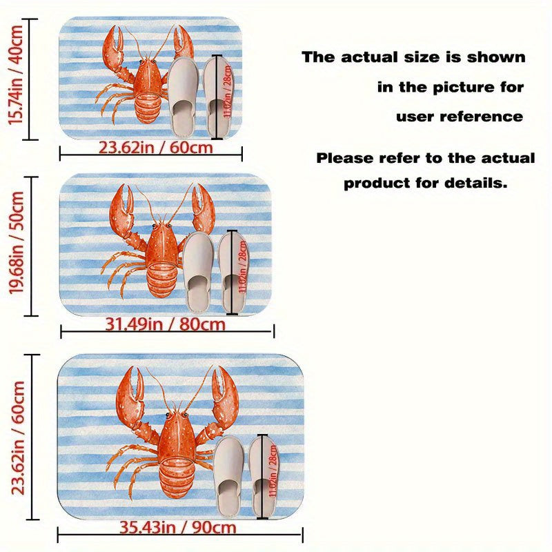 Tapis de salle de bain homard rayé, dos caoutchouc