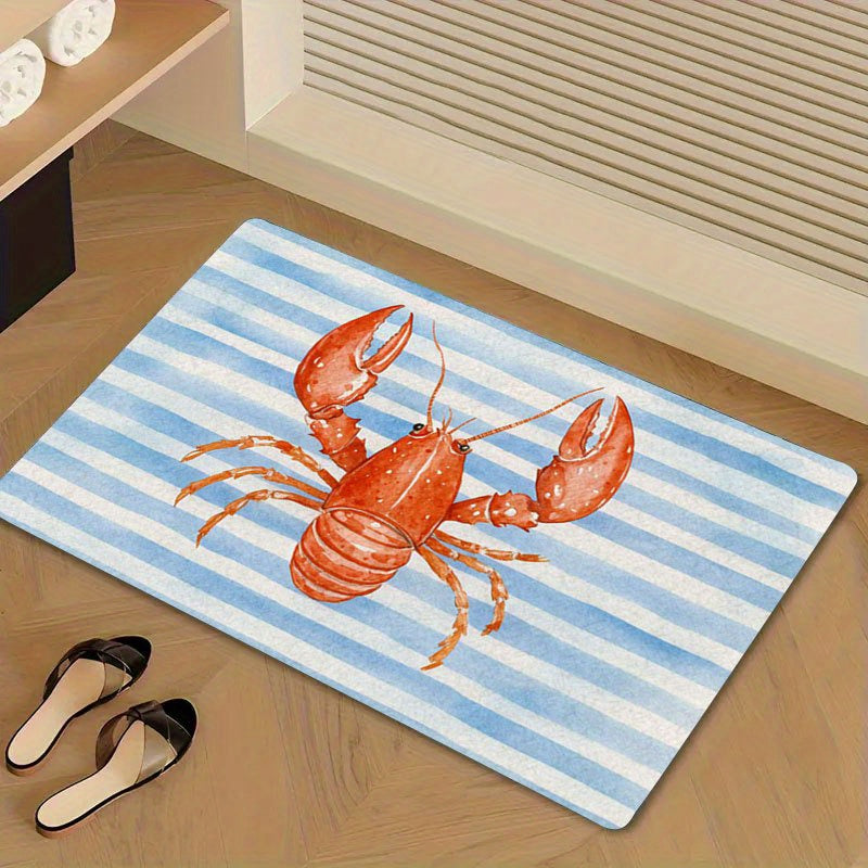 Tapis de salle de bain homard rayé, dos caoutchouc