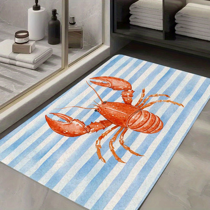 Tapis de salle de bain homard rayé, dos caoutchouc