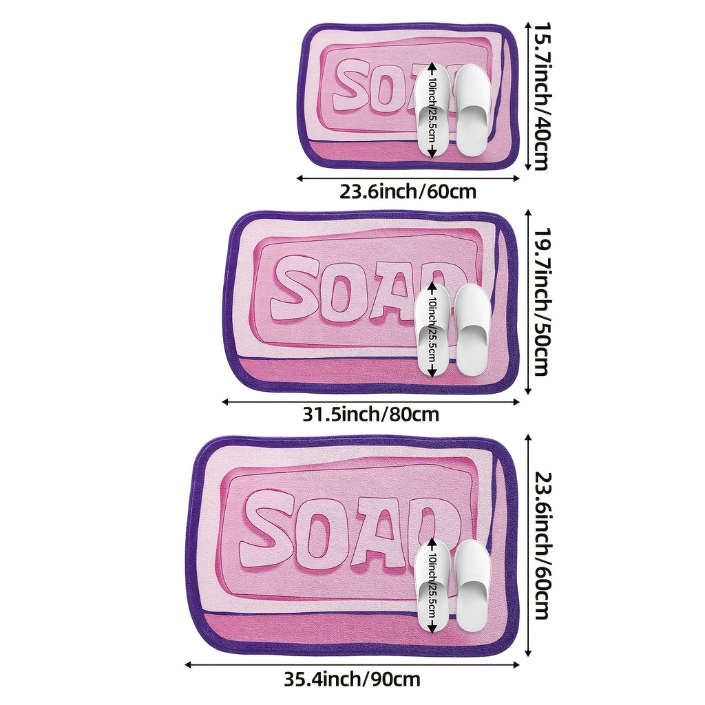 Tapis de salle de bain imprimé savon, duo de 2 tailles