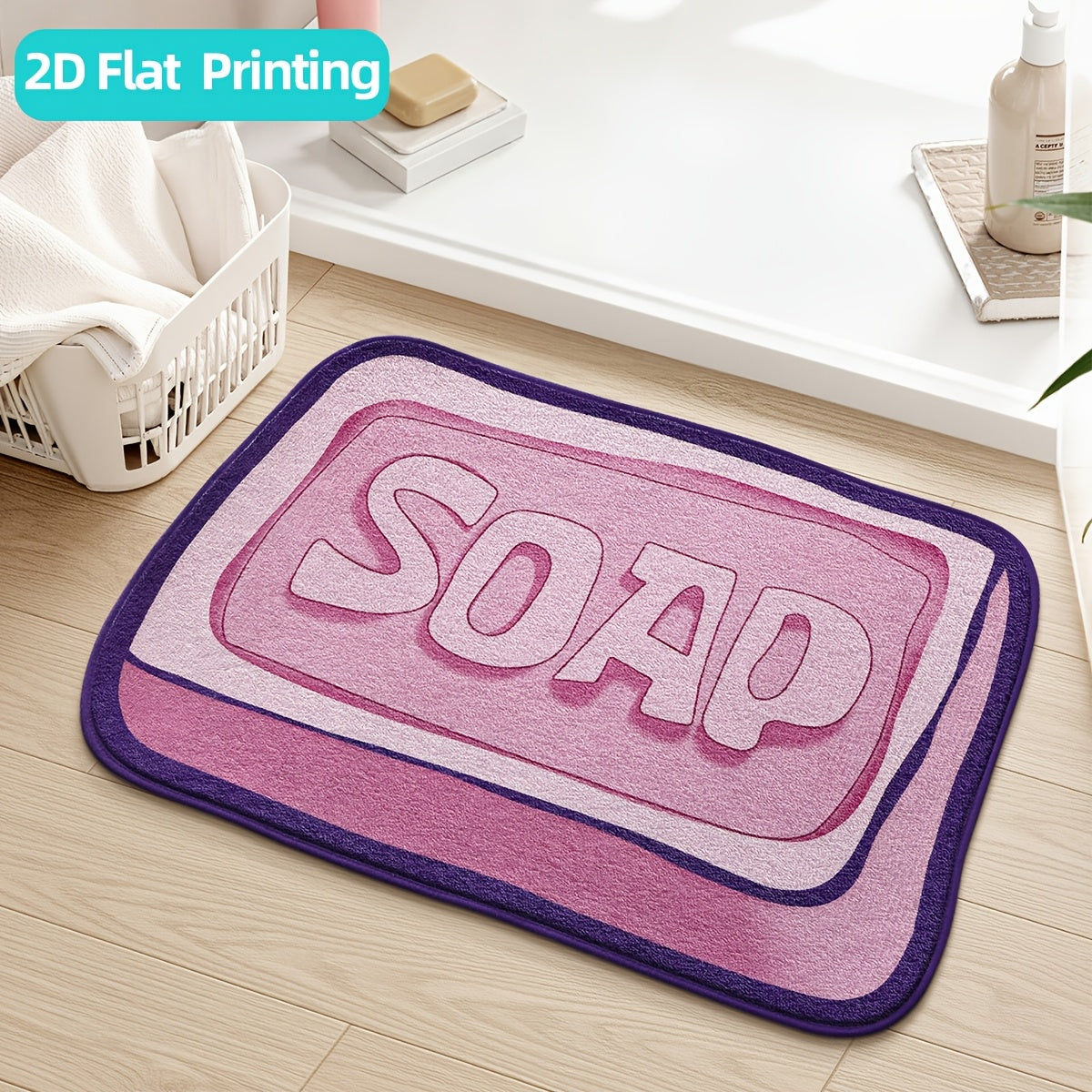 Tapis de salle de bain imprimé savon, duo de 2 tailles
