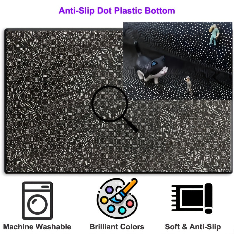 Tapis de salle de bain, galets et bambou à 'encre