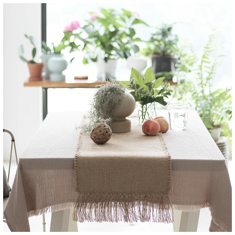 Tapis de salle de bain en jute tissé à franges, 7 tailles