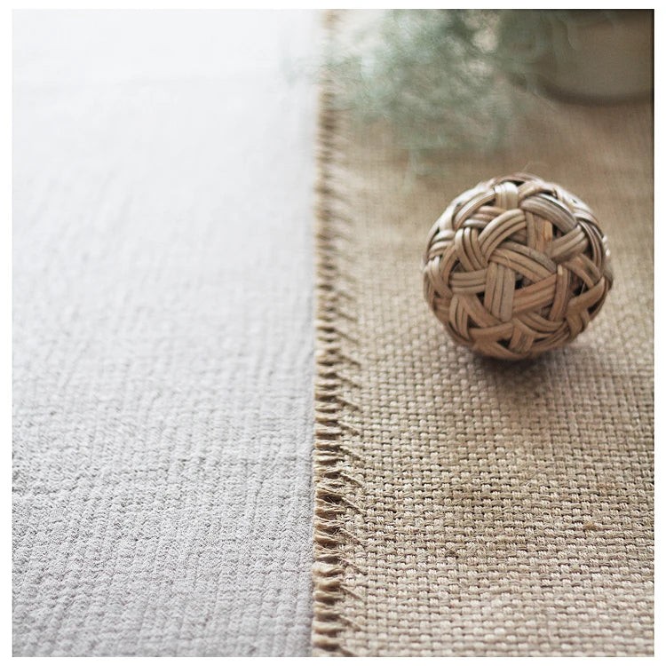 Tapis de salle de bain en jute tissé à franges, 7 tailles