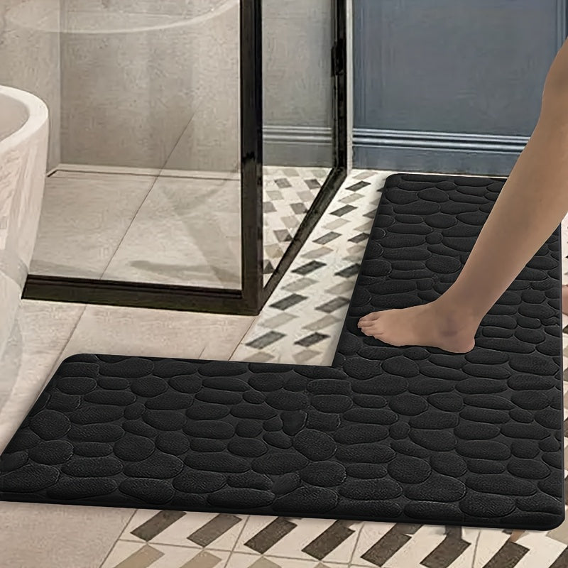 Tapis de salle de bain à relief de galets, 6 teintes