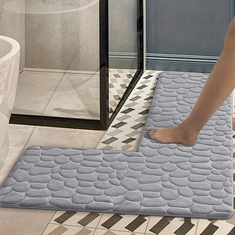 Tapis de salle de bain à relief de galets, 6 teintes