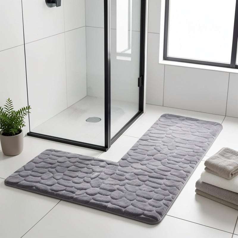 Tapis de salle de bain à relief de galets, 6 teintes