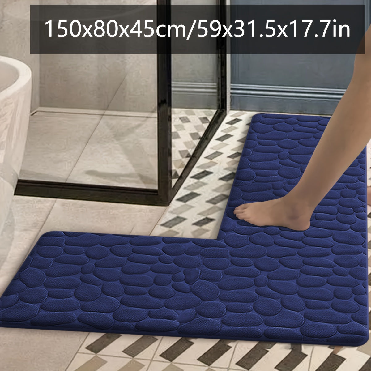 Tapis de salle de bain à relief de galets, 6 teintes