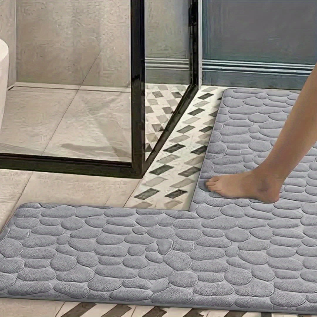 Tapis de salle de bain à relief de galets, 6 teintes