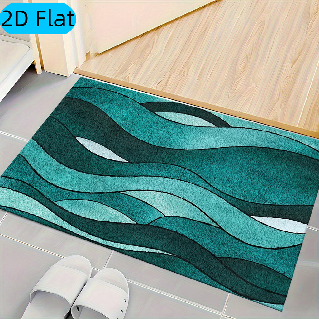 Tapis de salle de bain vagues aquarelle