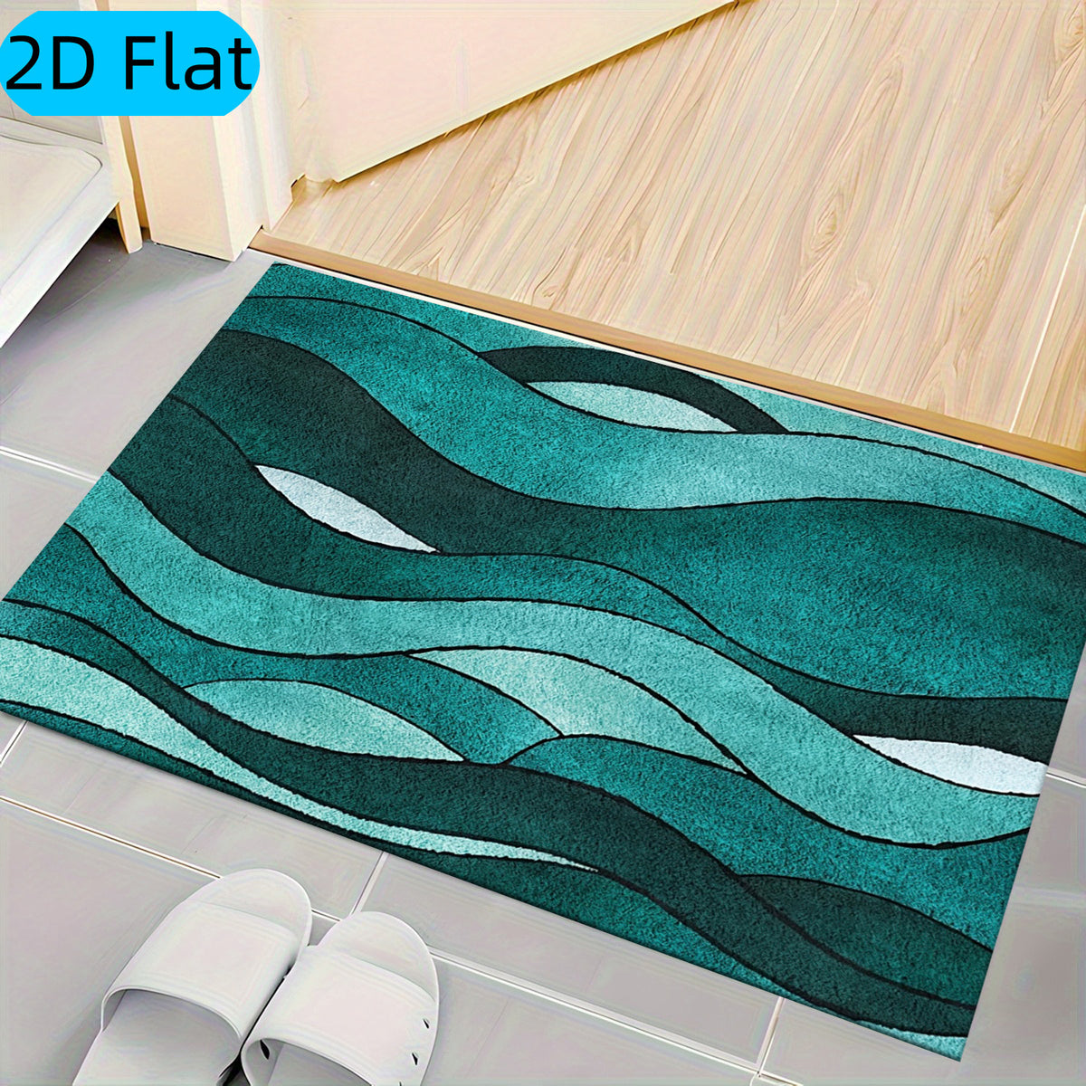 Tapis de salle de bain vagues aquarelle