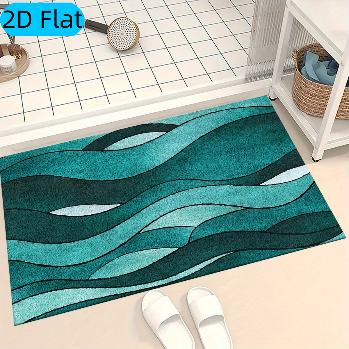 Tapis de salle de bain vagues aquarelle