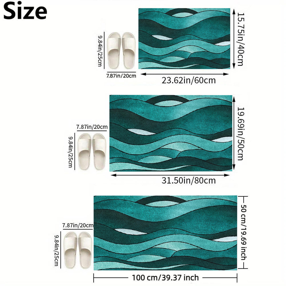 Tapis de salle de bain vagues aquarelle