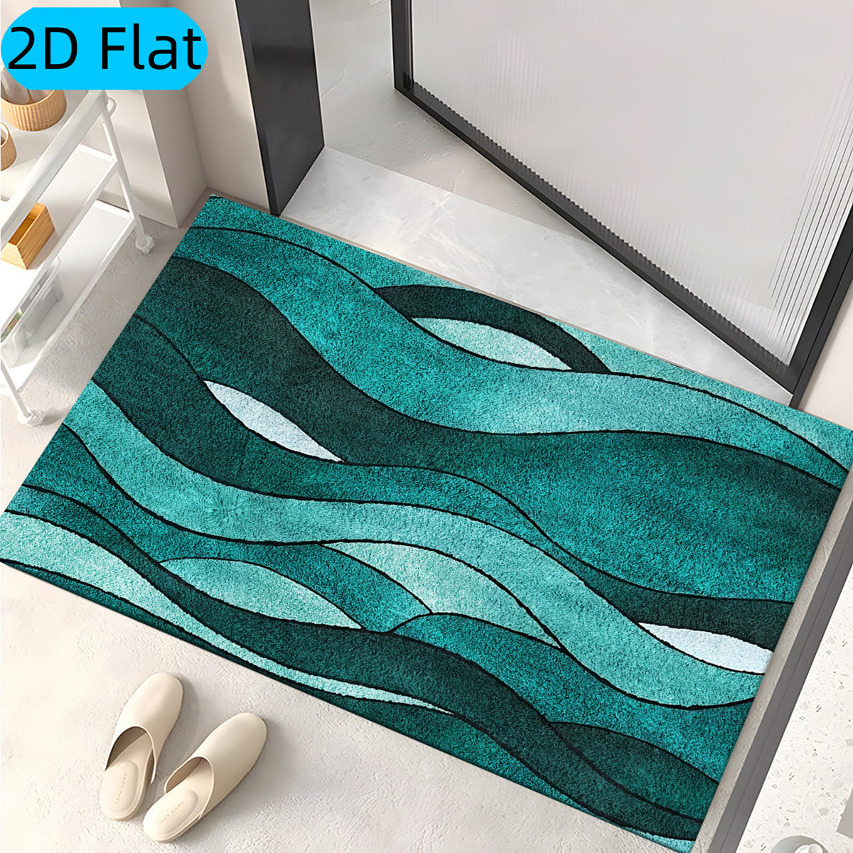 Tapis de salle de bain vagues aquarelle