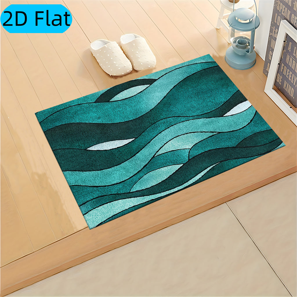 Tapis de salle de bain vagues aquarelle