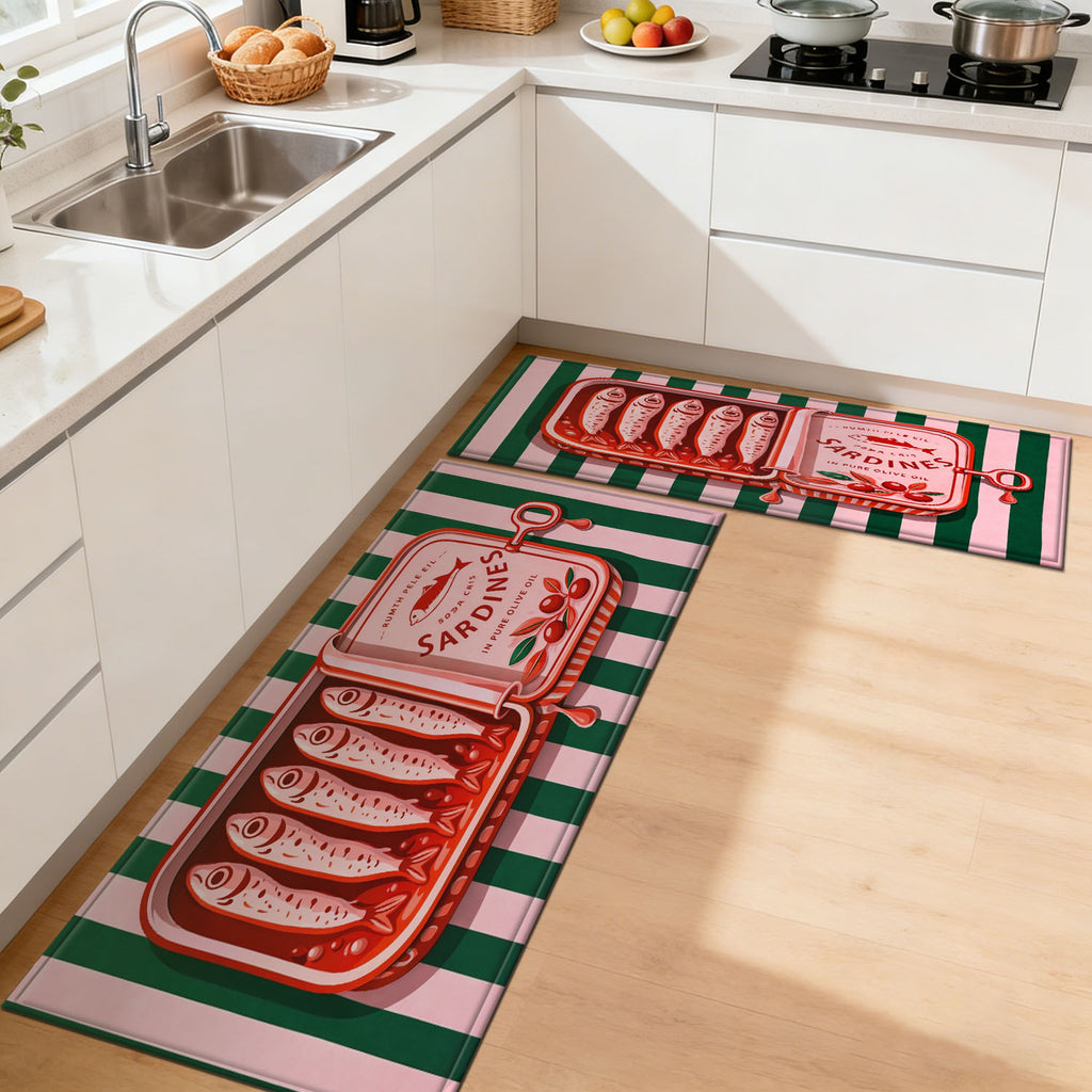 Tapis de salle de bain long à imprimé boîte de sardines