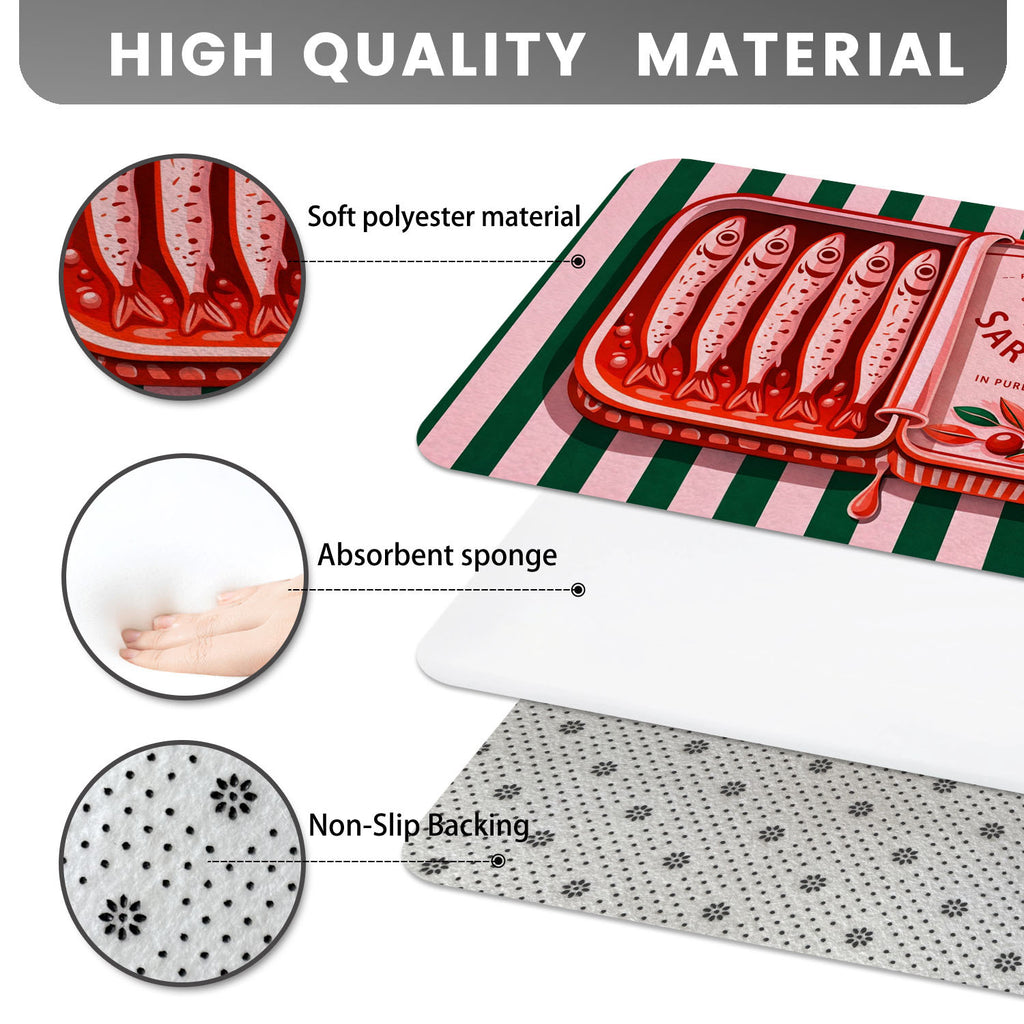 Tapis de salle de bain long à imprimé boîte de sardines