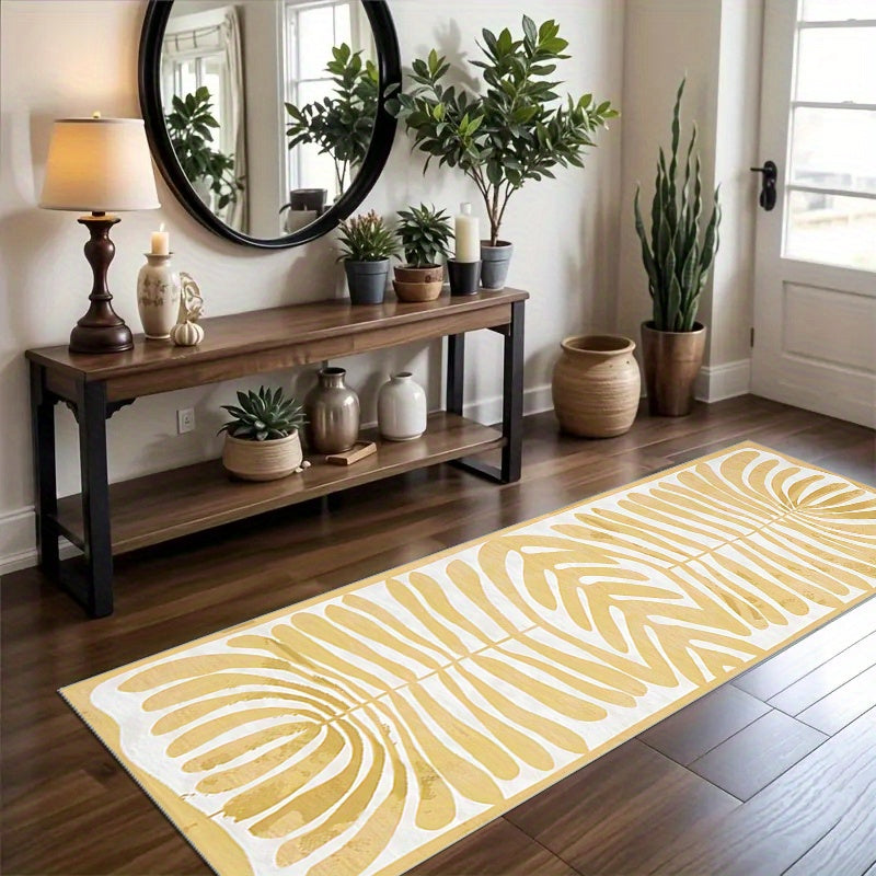 Tapis de salle de bain long à grand feuillage peint