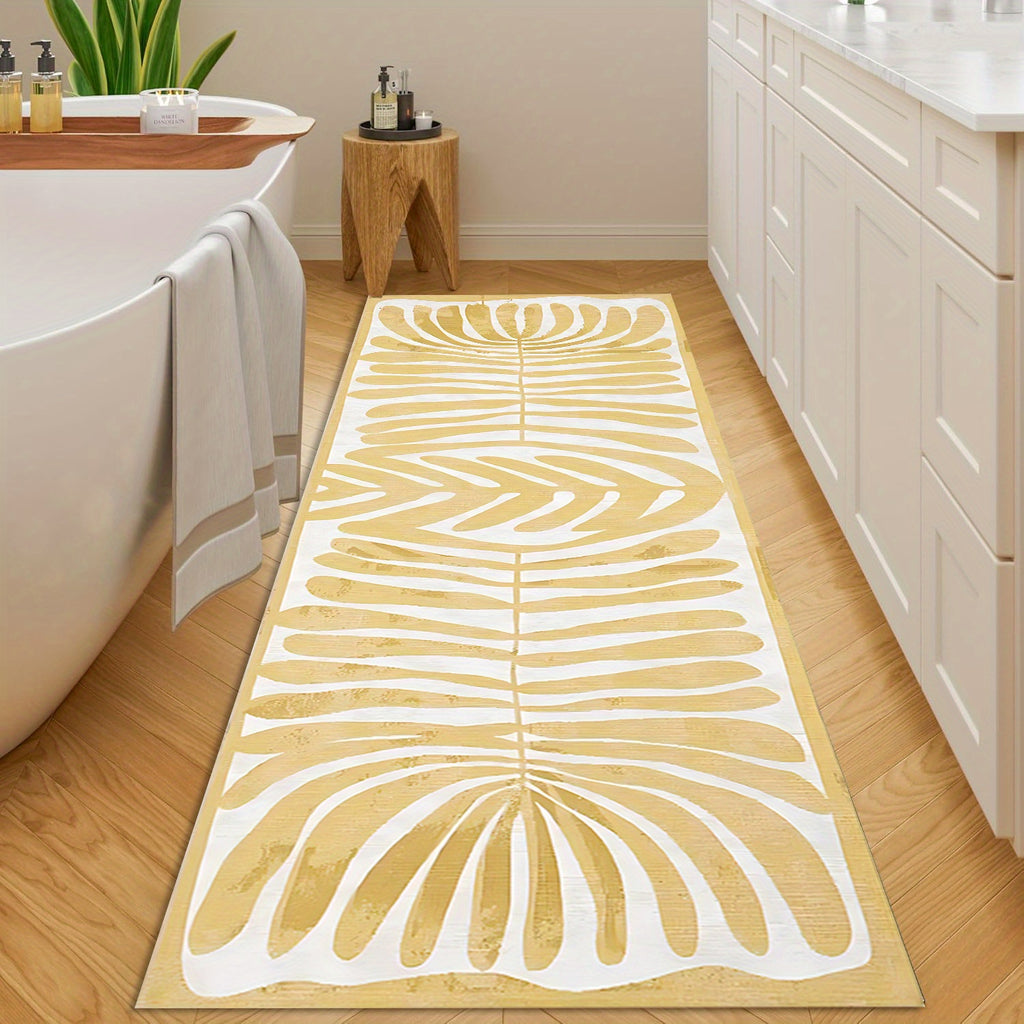 Tapis de salle de bain long à grand feuillage peint