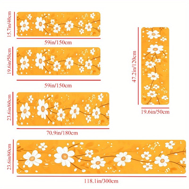 Tapis de salle de bain long, grandes marguerites