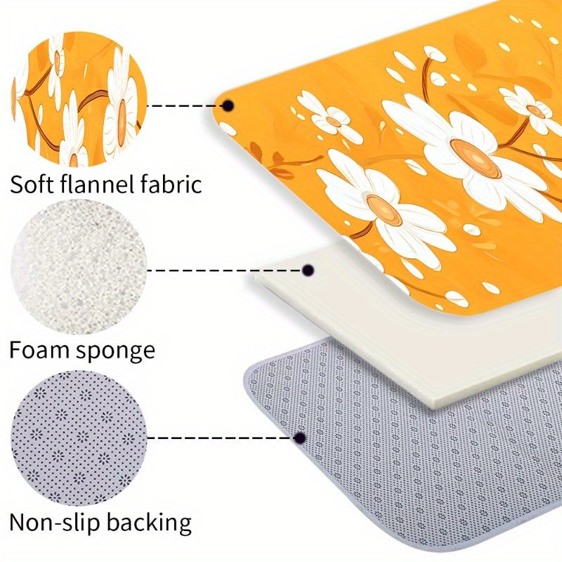 Tapis de salle de bain long, grandes marguerites