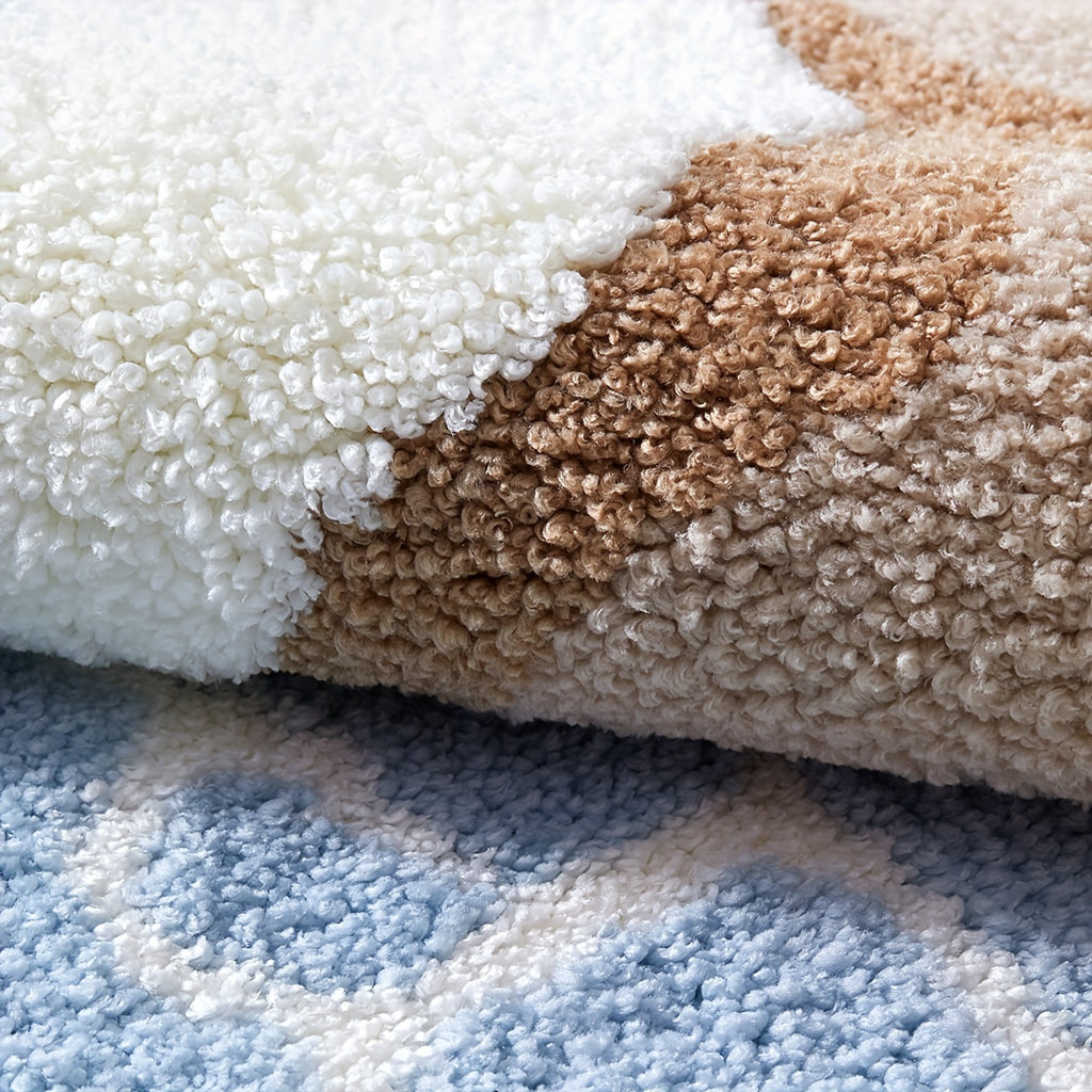 Tapis de salle de bain long motif vague, moelleux