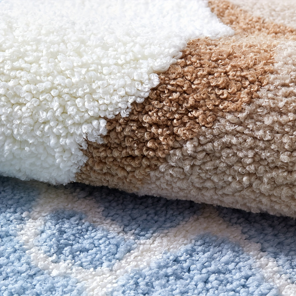 Tapis de salle de bain long motif vague, moelleux