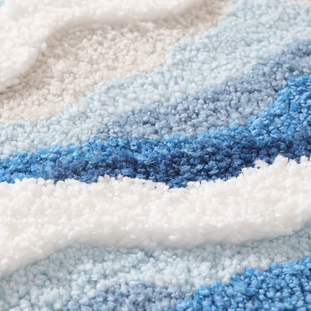 Tapis de salle de bain long, vagues tuftées en relief