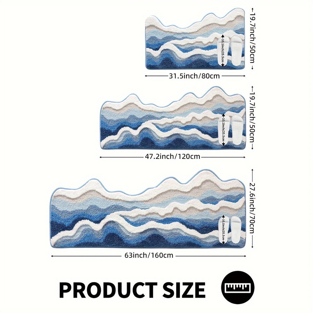 Tapis de salle de bain long, vagues tuftées en relief
