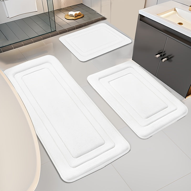 Tapis de salle de bain lot de 3 tailles, sept coloris unis