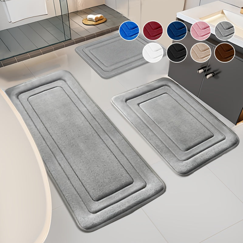 Tapis de salle de bain lot de 3 tailles, sept coloris unis