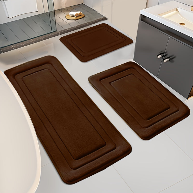 Tapis de salle de bain lot de 3 tailles, sept coloris unis