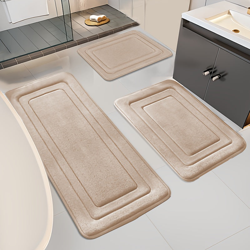 Tapis de salle de bain lot de 3 tailles, sept coloris unis