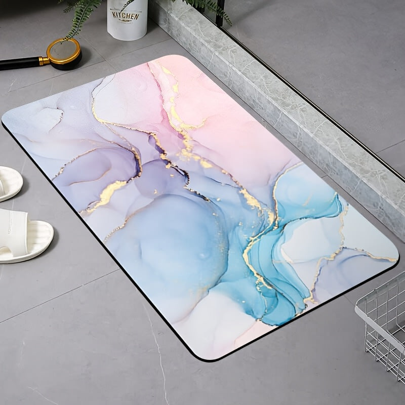 Tapis de salle de bain effet marbre, séchage rapide