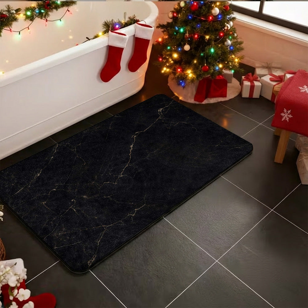 Tapis de salle de bain marbre veiné d'or, 3 tailles