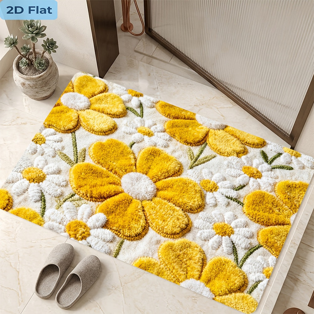 Tapis de salle de bain à grandes marguerites