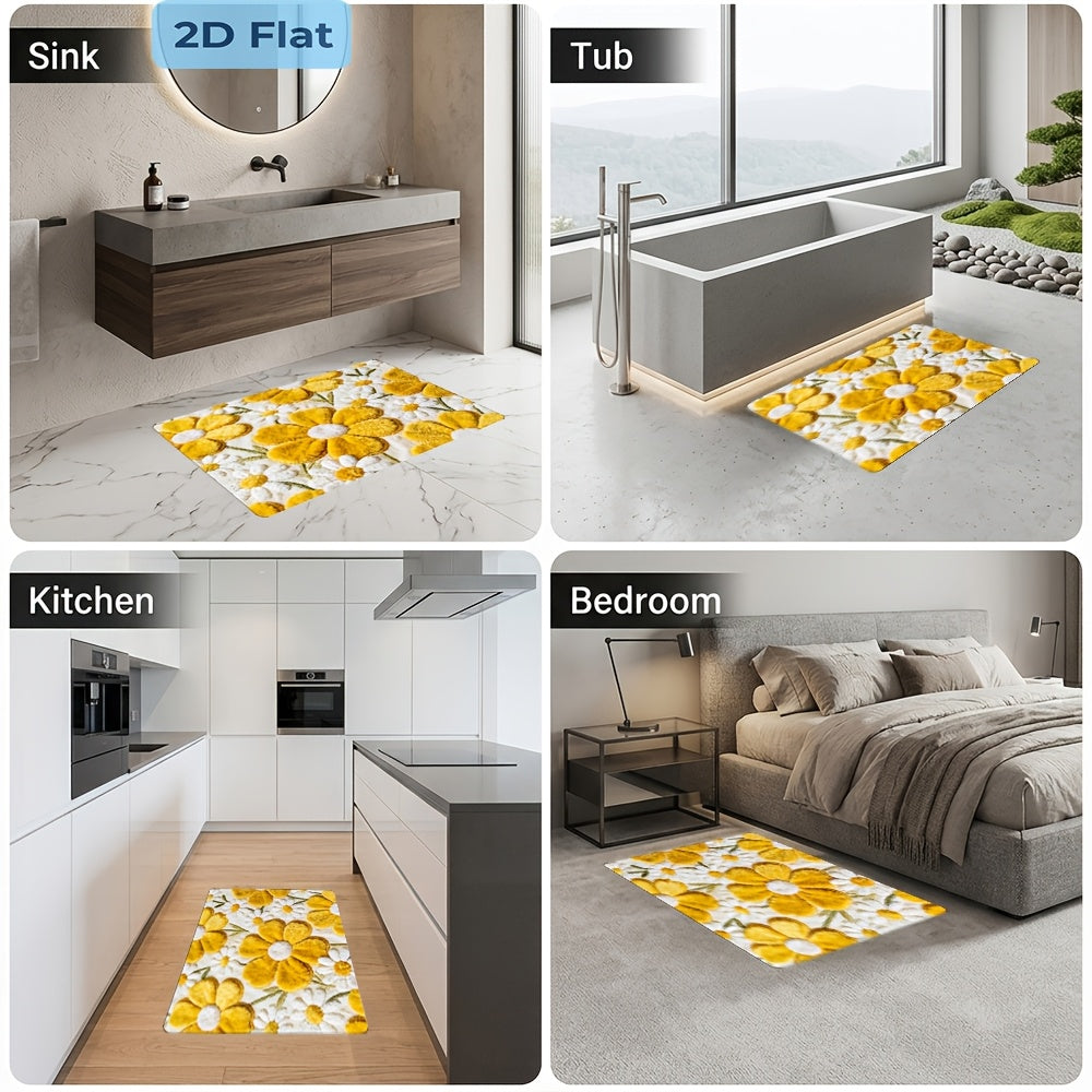 Tapis de salle de bain à grandes marguerites