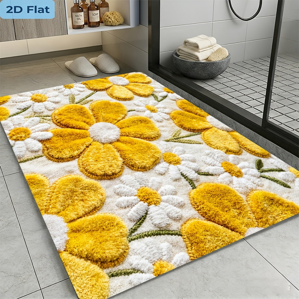 Tapis de salle de bain à grandes marguerites
