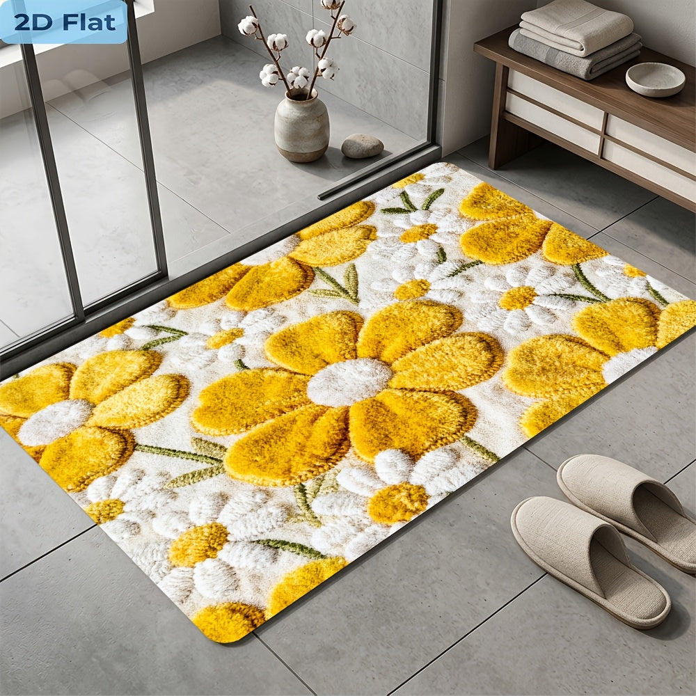 Tapis de salle de bain à grandes marguerites