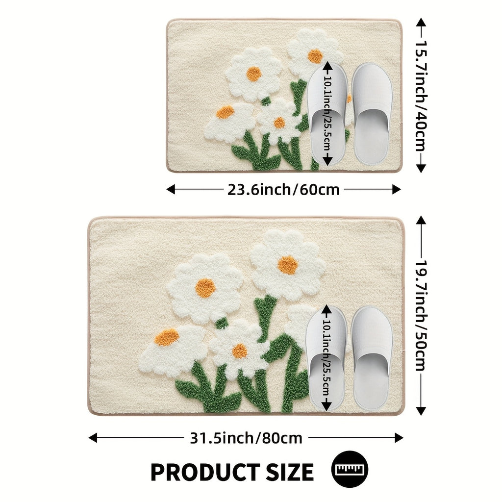 Tapis de salle de bain marguerites tuftées