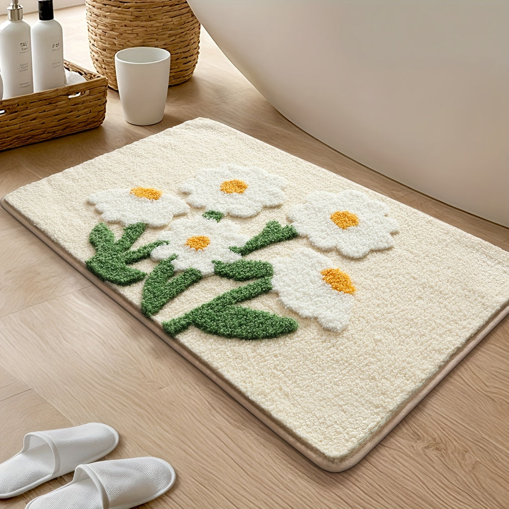 Tapis de salle de bain marguerites tuftées