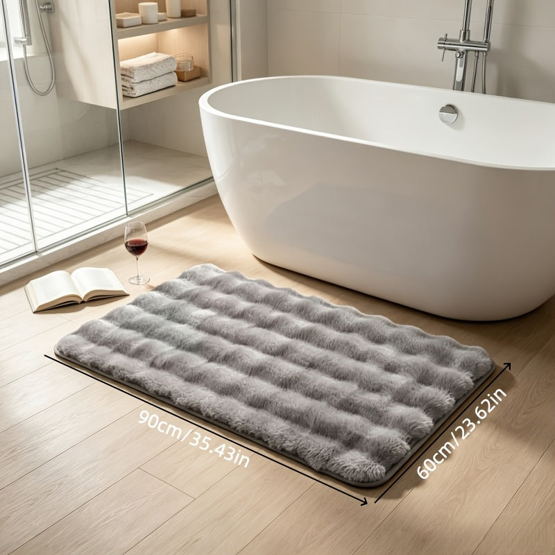 (Gray 5-Piece Set) Cloud Bubble Bath Mat ×1 + Sponge Scrubber ×1 + Cleaning Cloth ×3 / Grande Taille
