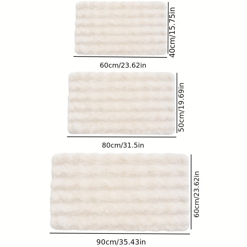 Tapis de salle de bain matelassé effet fourrure, 3 tailles